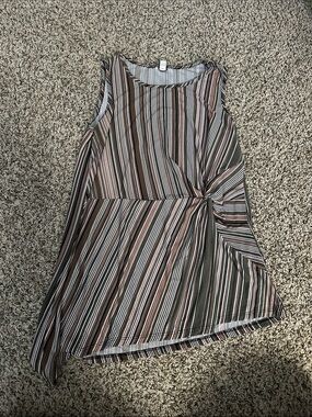 Striped Twist-Side Tank Top in Olive & Blush